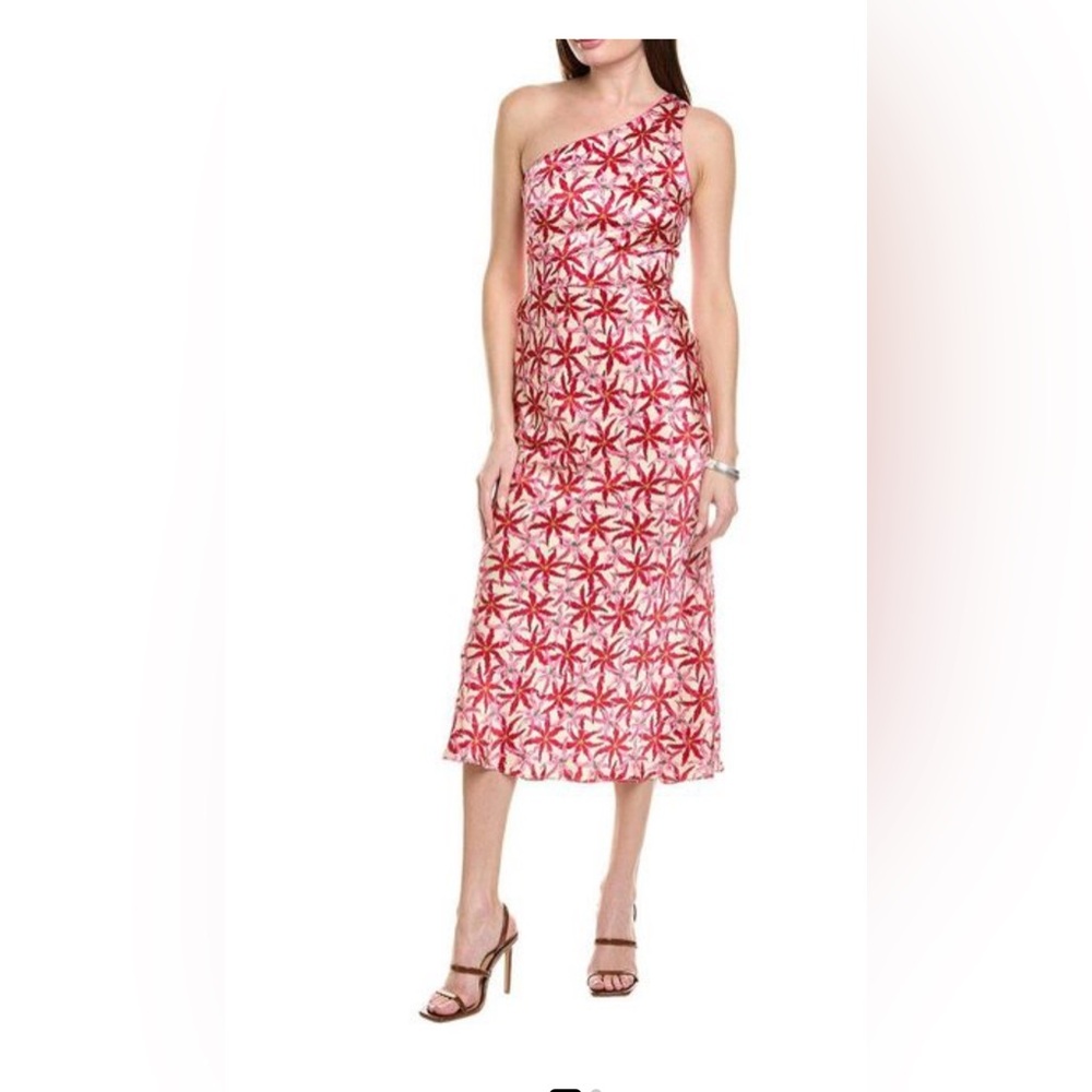 SALONI JUSTINE Italian Silk one-shoulder Midi Dress